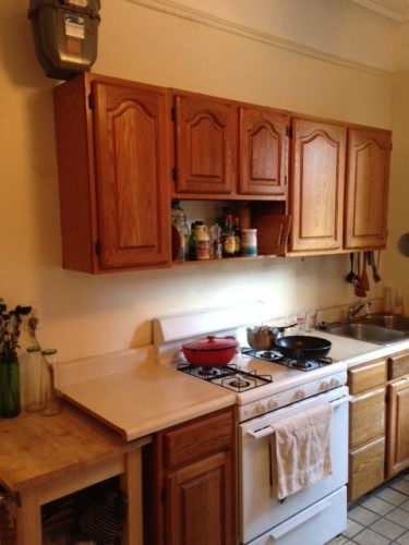 The kitchen when we first saw the apartment had clearly been thoughtlessly thrown together for use as a rental.