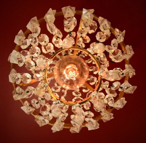 French crystal basket chandelier from the bottom