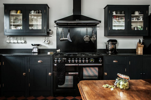 British Standard [UK], Black fitted customer kitchen with cupboards.... So beautiful! 