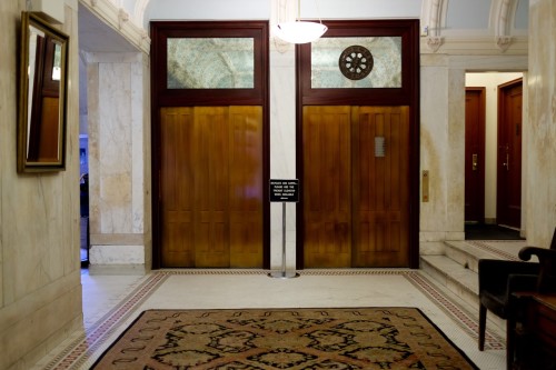 The lobby in our 1910 Beaux Arts building retains nearly all of it's original look. 