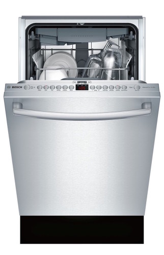The Bosch SPX68U55UC 18" dishwasher is so quiet, you will barely know it is running. [Source: Bosch SPX68U55UC] 