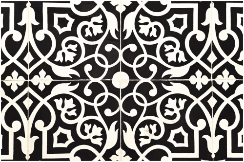 Our amazing soon to be kitchen floor: "Gypsy" in Black and White from [<i>Source:<a href="“https://www.villalagoontile.com/gypsy-black-and-white-encaustic-cement-tile.html”" target="“blank”">Villa Lagoon Tile</a></i>]