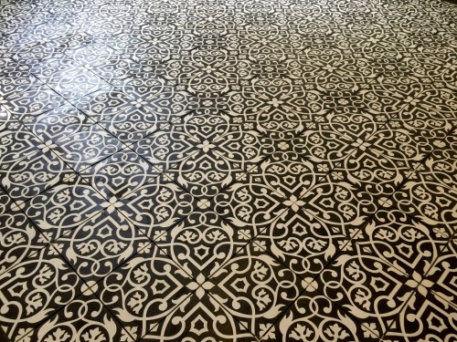 We cannot get over how beautiful it is. This is the view from the door right after the first coat of sealer was applied. [<i>Source: Cement Tile from <a href="https://www.villalagoontile.com/" target="blank">Villa Lagoon Tile</a></i>]