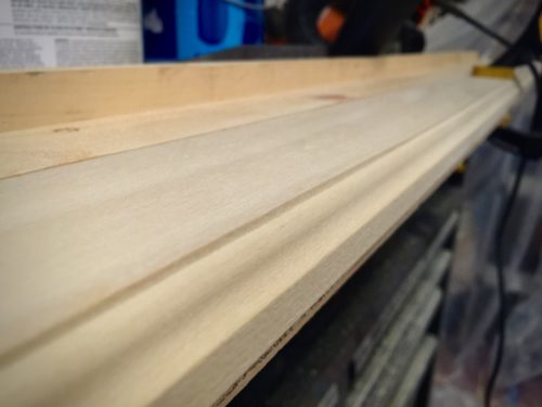I couldn't find what I had in my head as far as molding goes, so I pulled out my handy router and ogee bit and made my own trim using 1x3 poplar. 