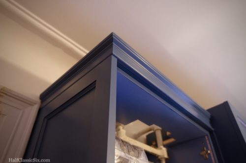 The crown molding for our cabinets was chosen for its simplicity. It is very appropriate to the period of our home. 