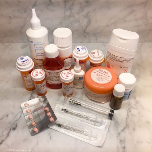 Fritz was on a lot of different medications and treatments. This is an assortment of some of the stuff he has had this past year.