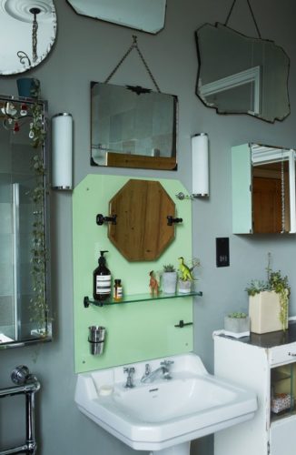This is the bathroom which first inspired my idea for filling the walls with mirrors. [Source: Design Sponge]